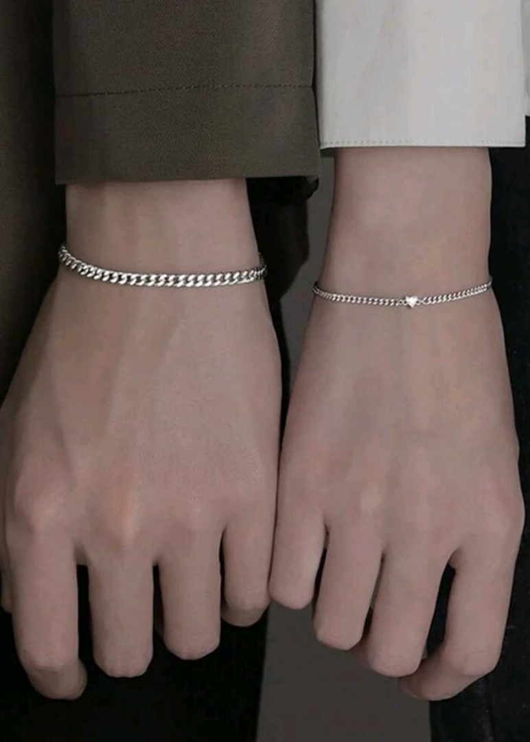 Set de pulseras para novios y para compartir de acero inoxidable