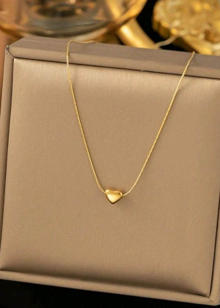 Cadena de acero inoxidable chapado en oro 18 k dije minimalista.