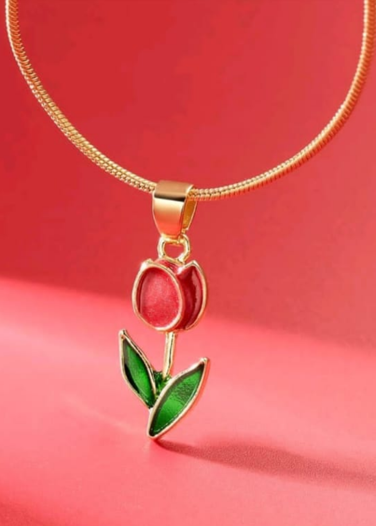 Tulipán rojo chapado en oro