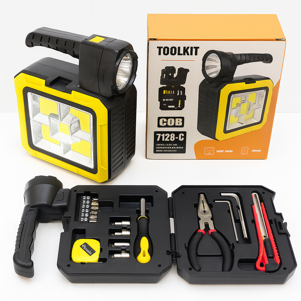 Kit de Herramientas con Linterna Recargable