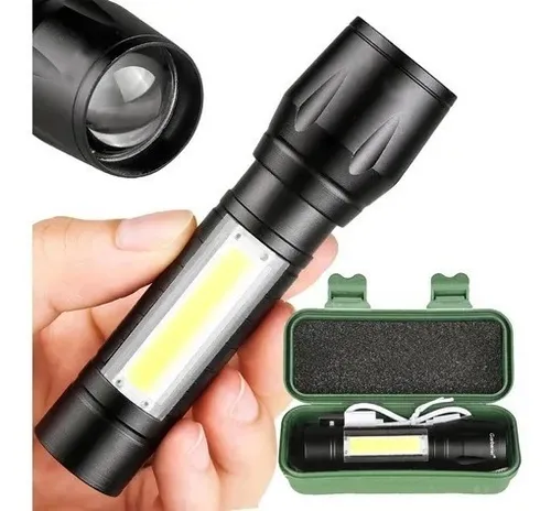 Mini Linterna Tactica Aluminio Zoom Led Xpe + Cob Recargable