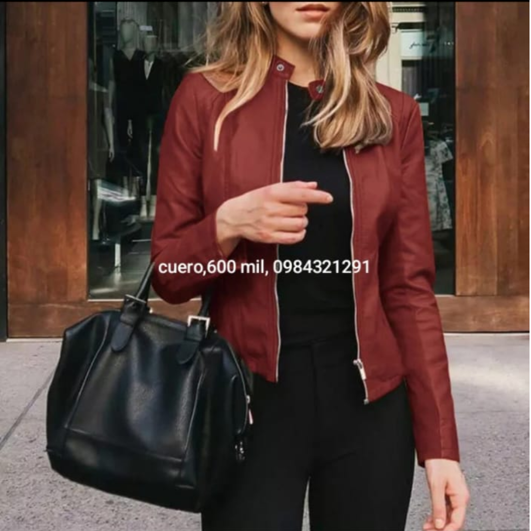 🍷 Campera de Cuero Dama – Color Vino Elegante