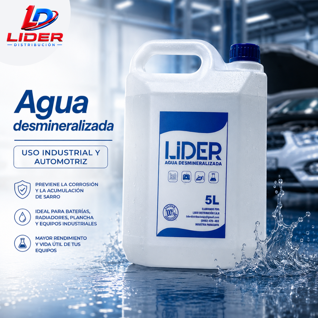 Agua Desmineralizada Líder 5L