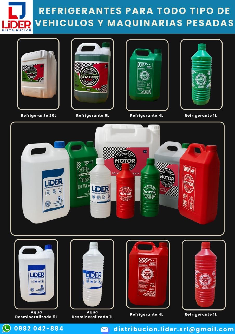 Refrigerante para radiador de 1 litro,4 litros y 20 litros