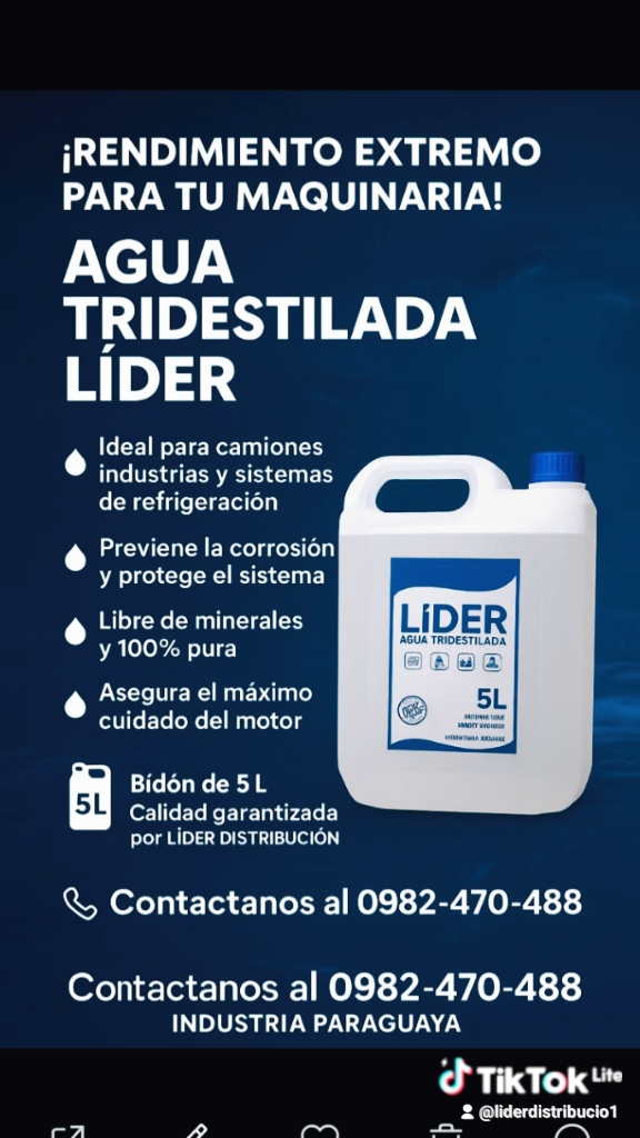 Agua Desmineralizada, Destilada y tridestilada uso industrial
