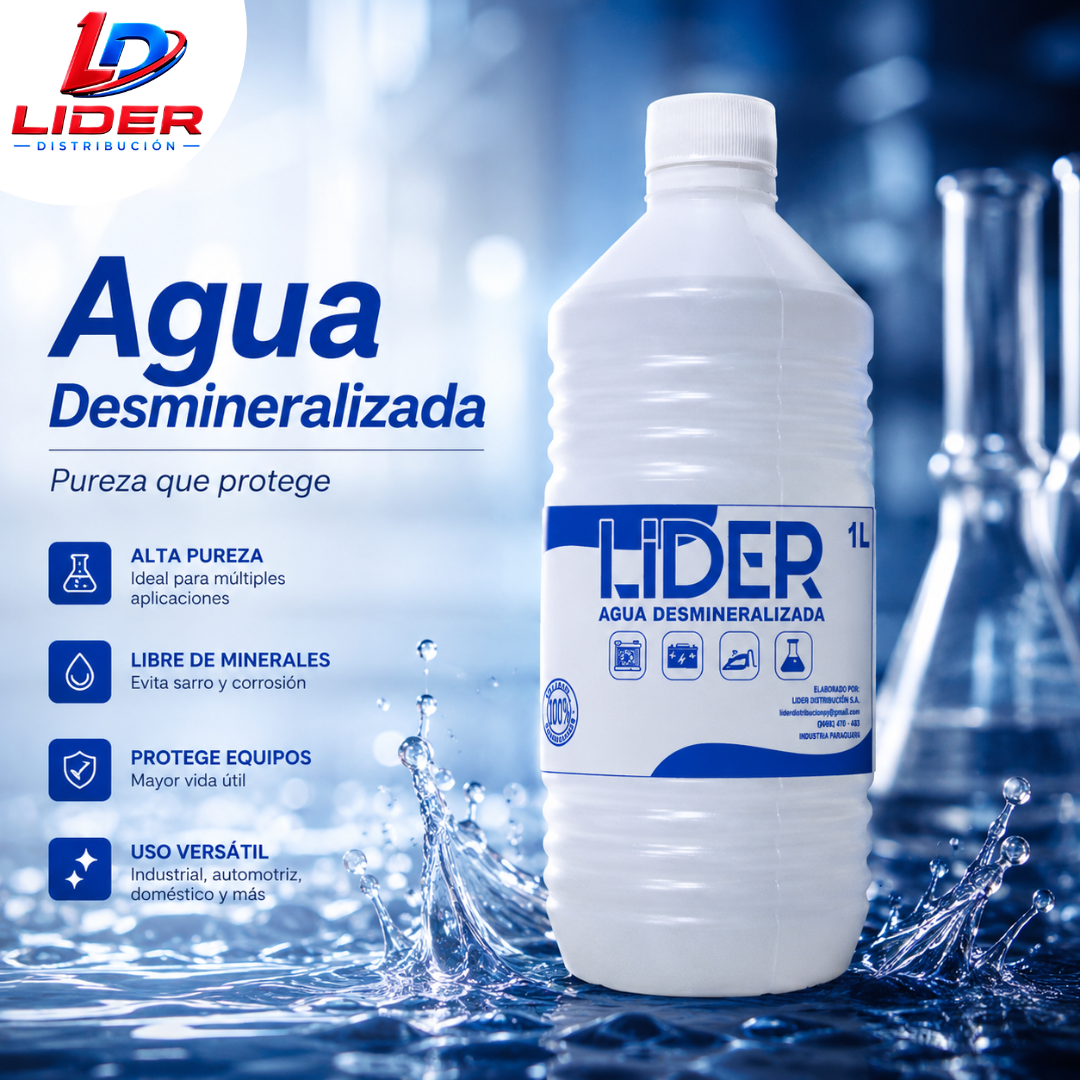 Agua Desmineralizada Líder 1L