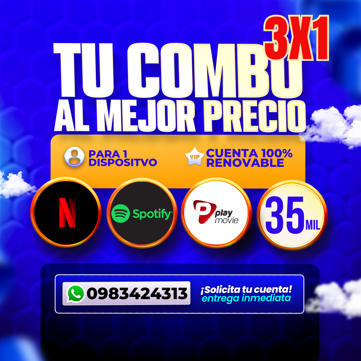 Promo 3x1 Netflix + Spotify + Playmovie: 35.000Gs Mensuales