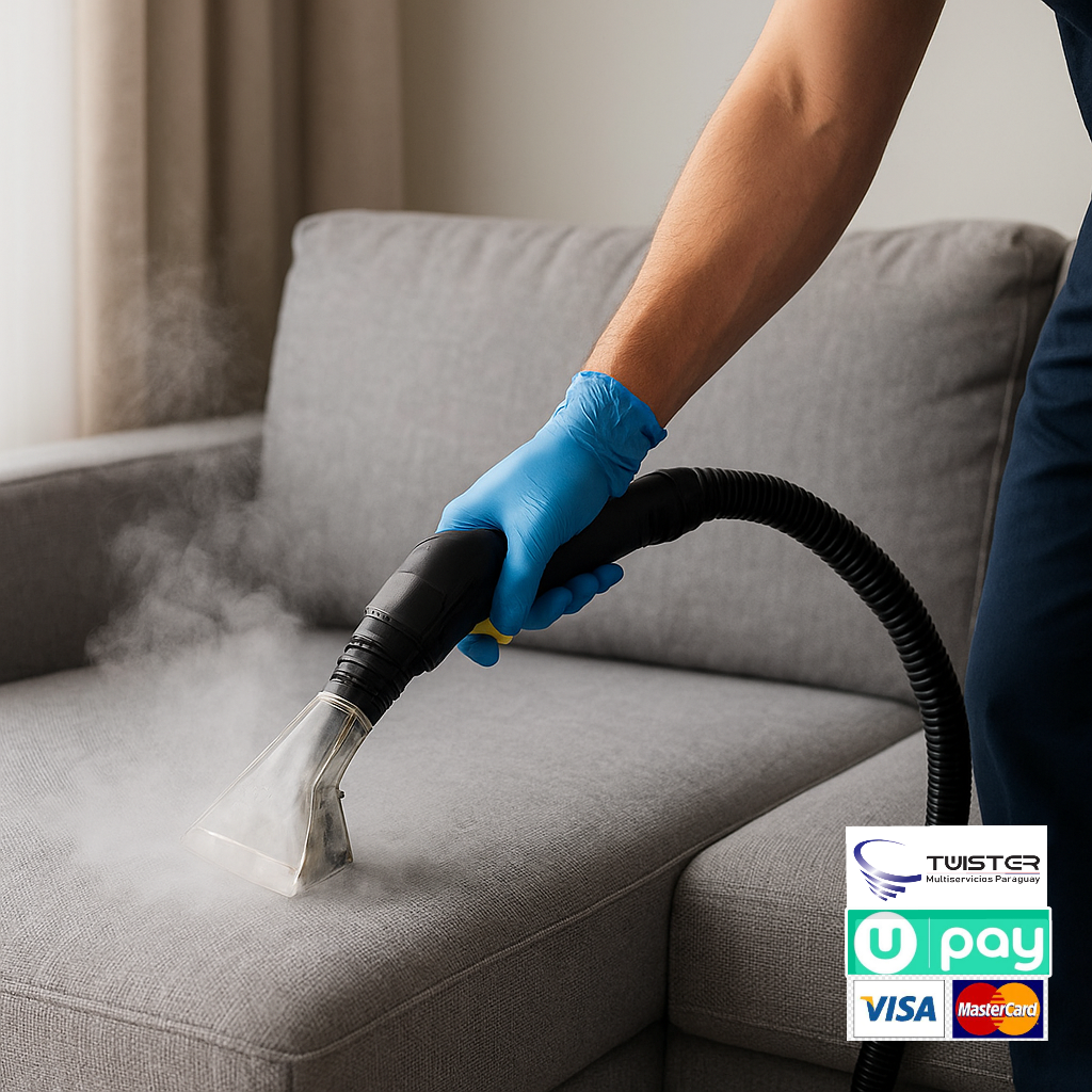 Lavado y desinfección con vapor de sofás