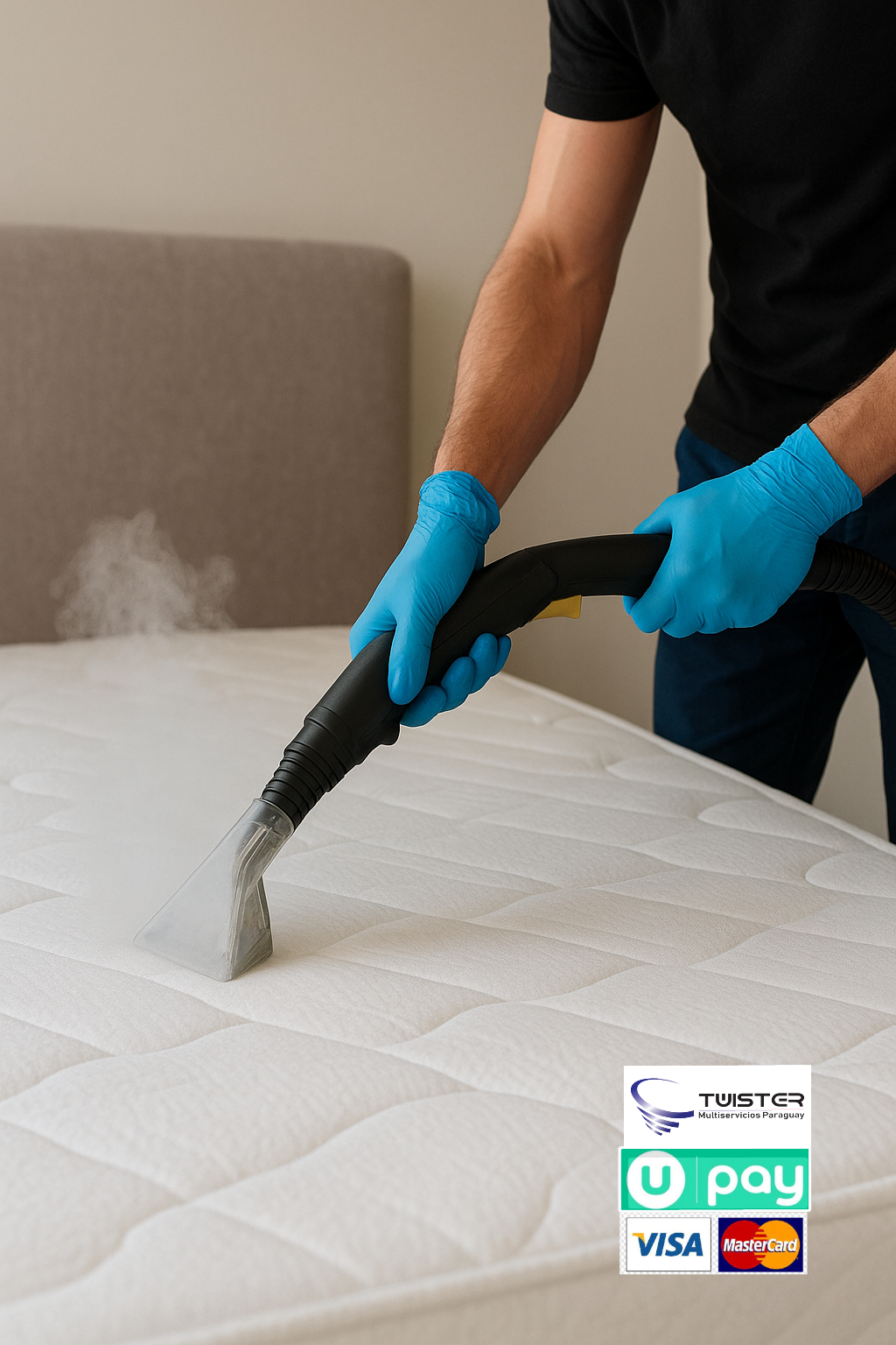 Lavado y desinfección con vapor de somier