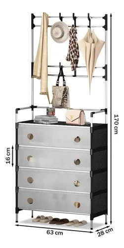 Zapatero Organizador 4 Niveles Storage Rack Blanco Y Negro
