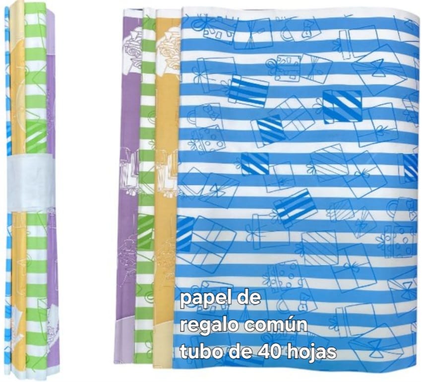 Papel de regalo común tubo de 40 hojas