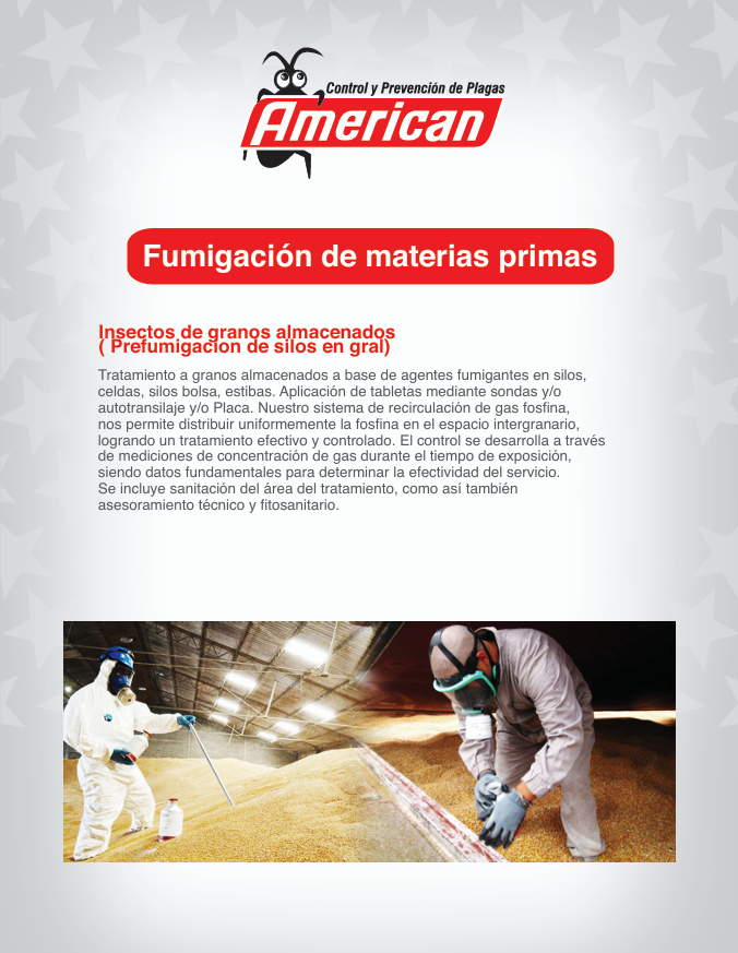 Fumigación de materiales prima