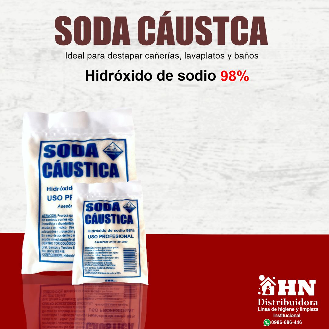 Soda Caustica en grano de 1 kilo y 500 gamos