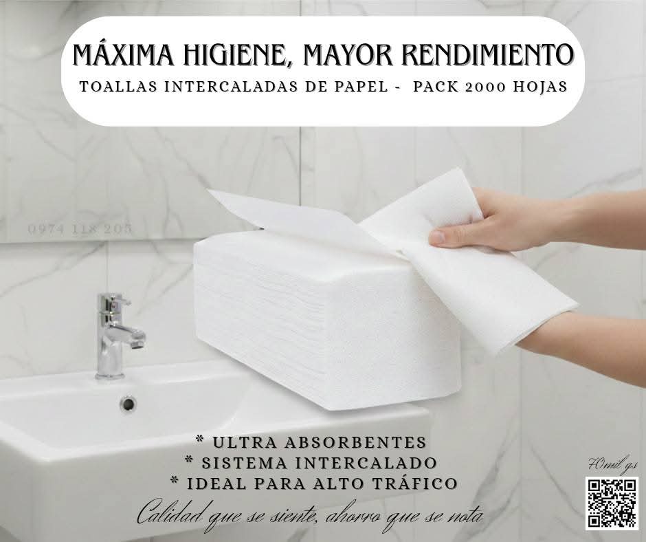 Papel toalla intercalada Celulosa con 20 paquetes
