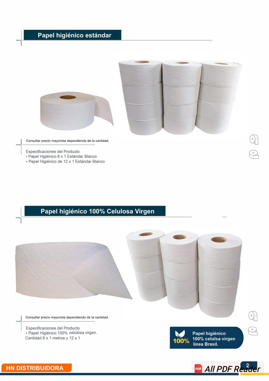 🧻 Papel Higiénico Institucional – Estándar y 100% Celulosa Virgen