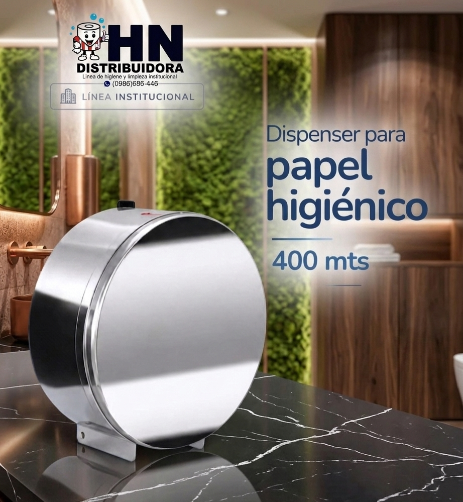 Dispensador Inox para papel higiénico institucional