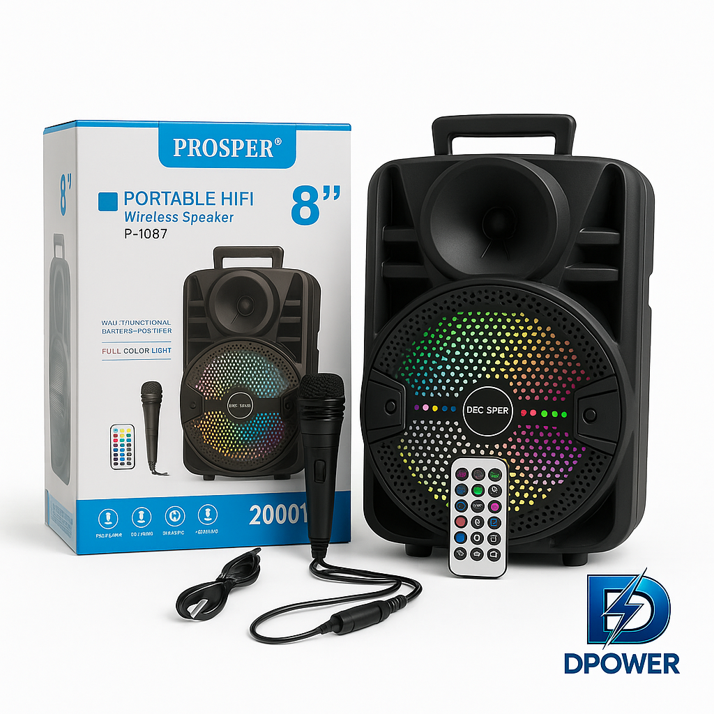 Parlante Bluetooth Portátil Prosper 8” 🔊✨