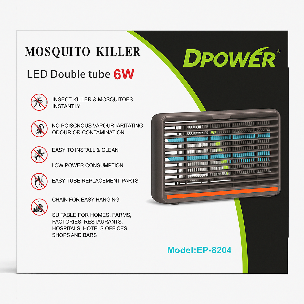 🦟Mata Mosquitos Eléctrico DPOWER 6W – Modelo EP-8204
