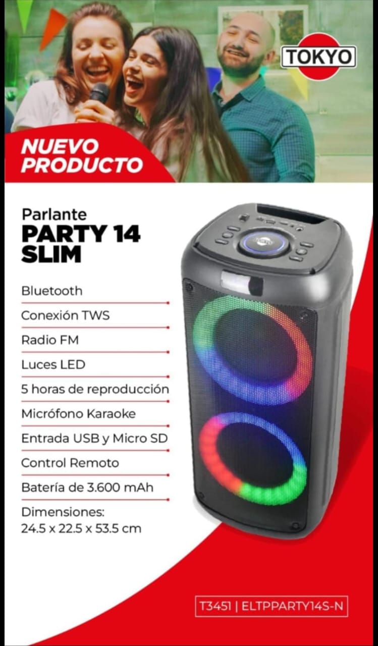 🎉 Parlante Tokyo Party 14 Slim – ¡Encendé la diversión! 🔊
