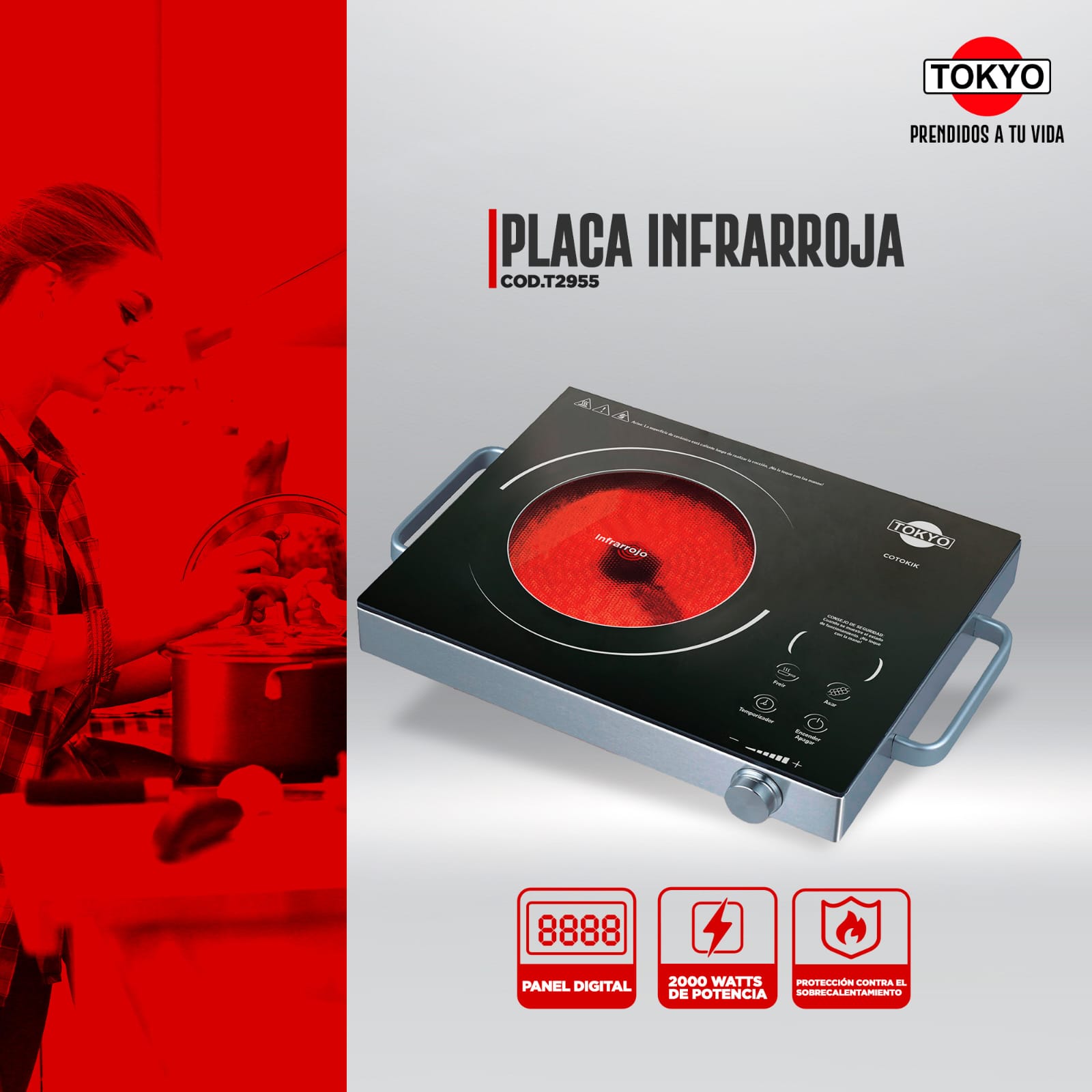 🔥 Placa Infrarroja Tokyo T2955 – Potencia y tecnología en tu cocina ⚡