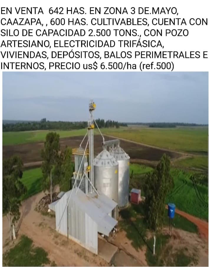 🌾 Propiedad Agrícola en Venta – 3 de Mayo, Caazapá | 642 Hectáreas