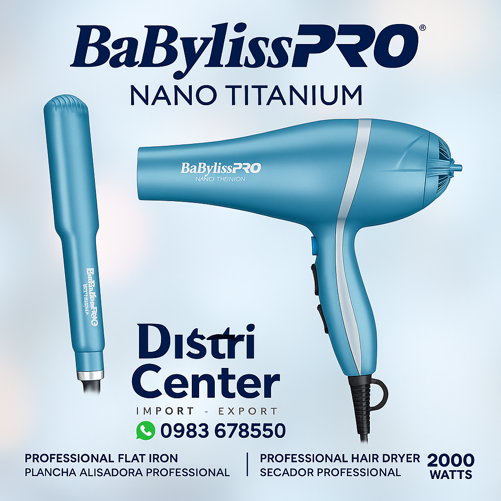 Combo BabylissPRO Nano Titanium – Secador + Plancha Profesional