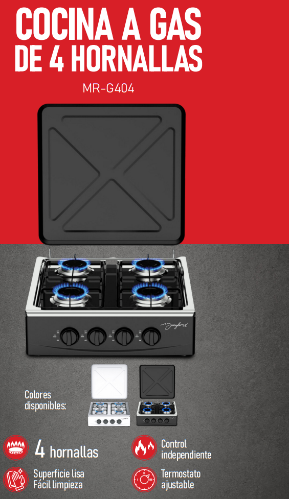 COCINA A GAS 4 HORNALLAS