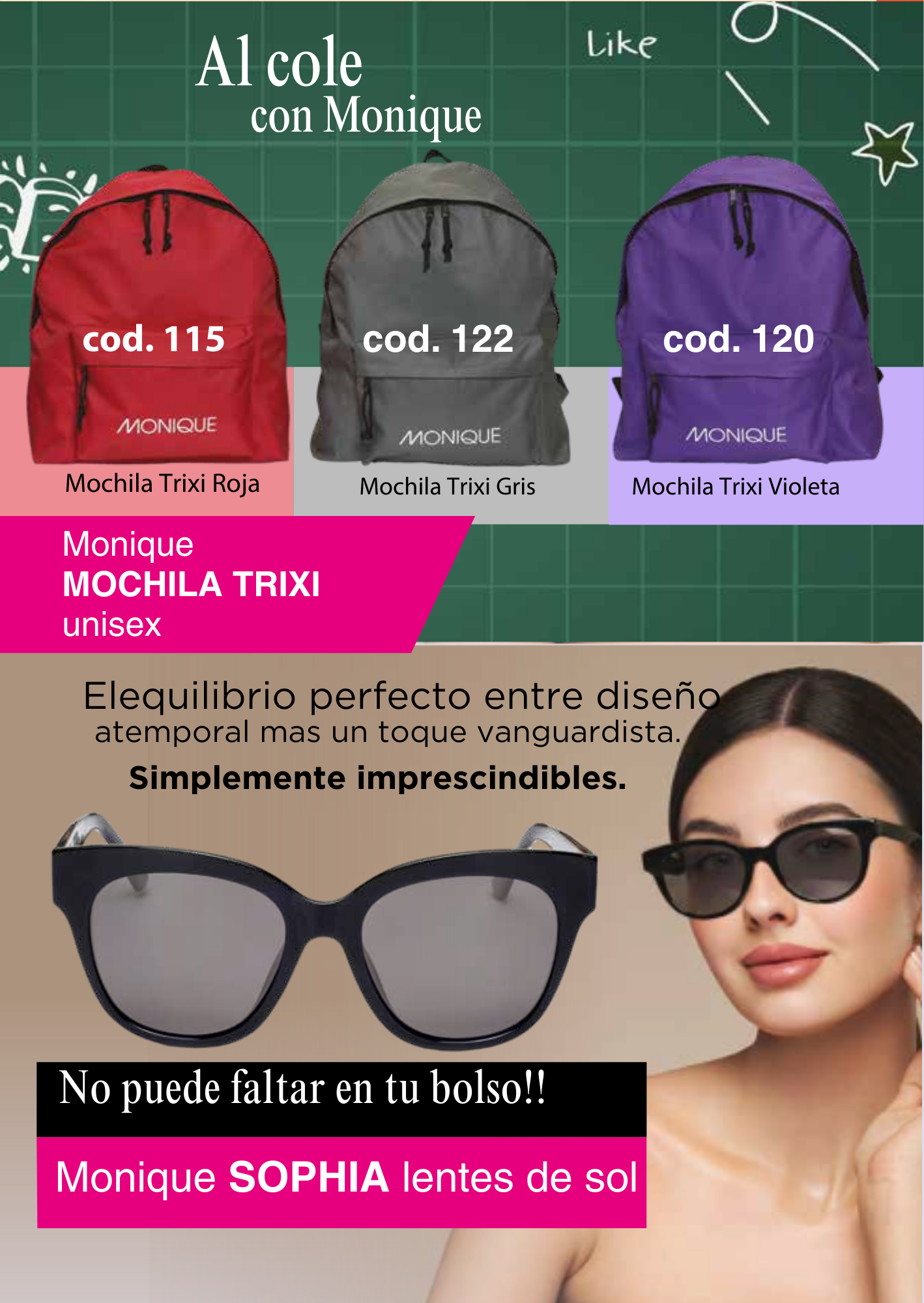Lentes de Sol SOPHIA / Mochila TRIXI unisex