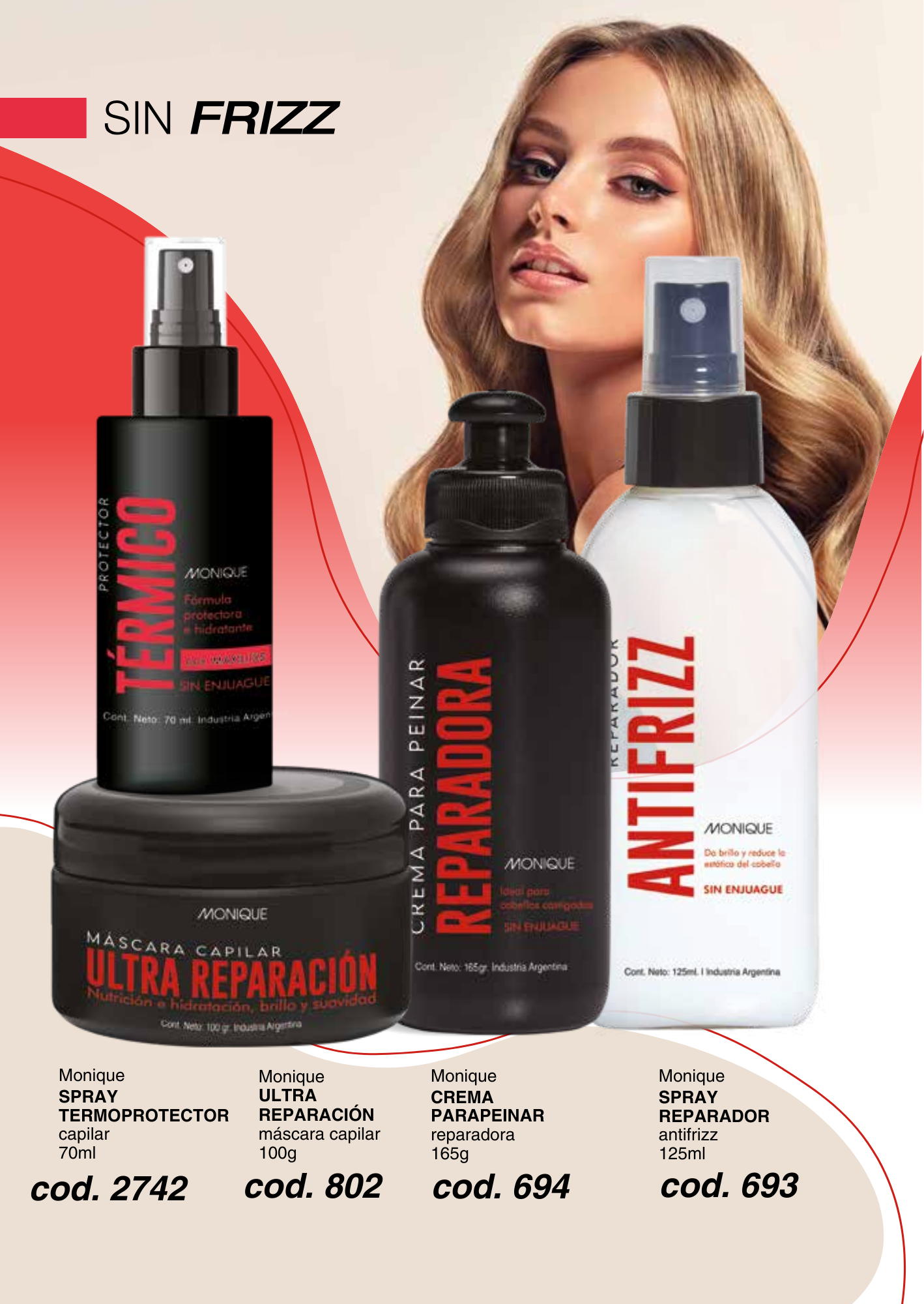 CREMA PARA PEINAR reparadora / ULTRA REPARACIÓN máscara capilar / SPRAY TERMOPROTECTOR capilar / SPRAY REPARADOR antifrizz