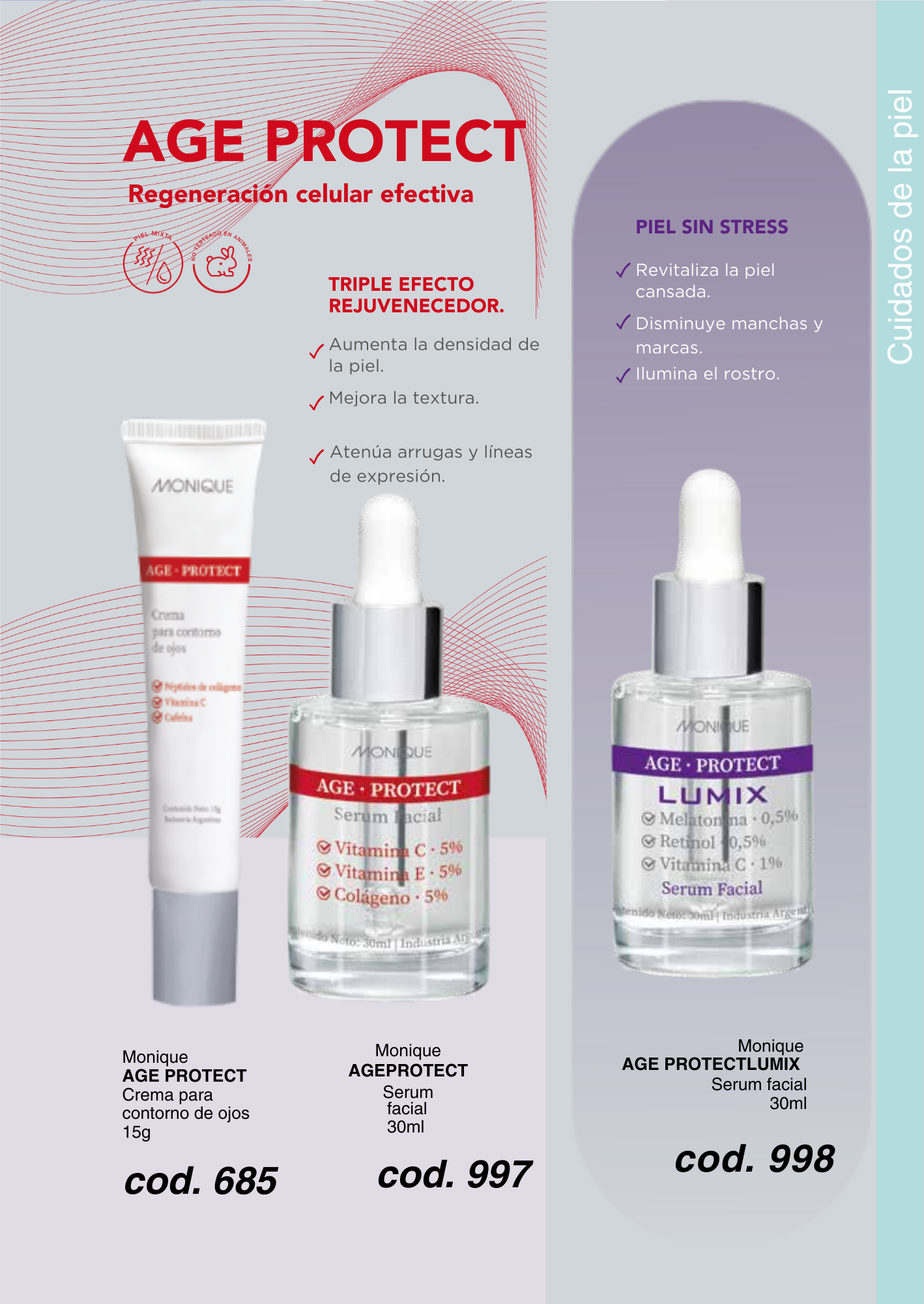 Línea AGE PROTECT Crema para contorno de ojos / Serum facial / LUMIX Serum facial