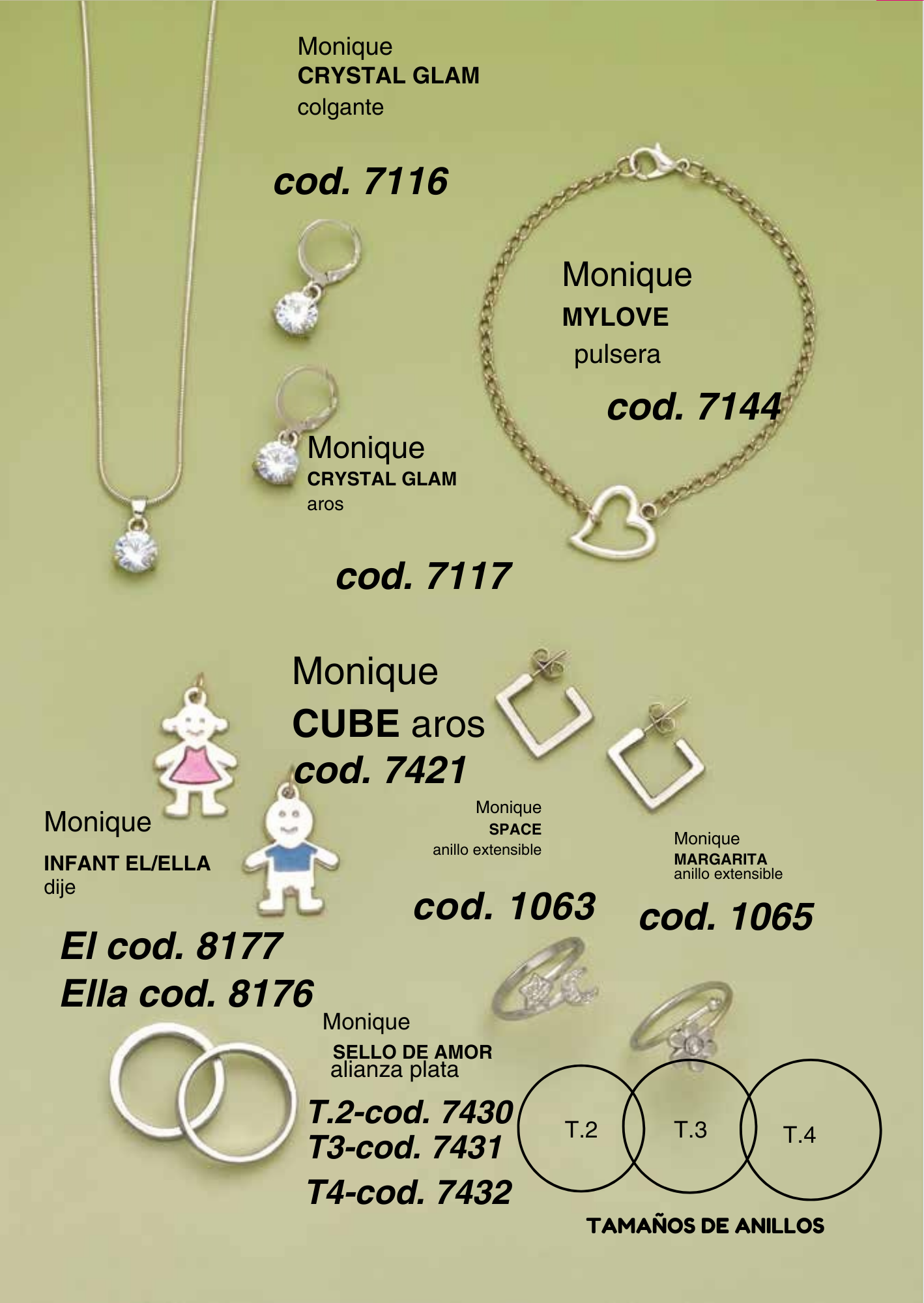 CRYSTAL GLAM colgante - aros / MY LOVE pulsera / CUBE aros / SPACE - MARGARITA anillo extensible / INFANT EL - ELLA dije / SELLO DE AMOR alianza plata