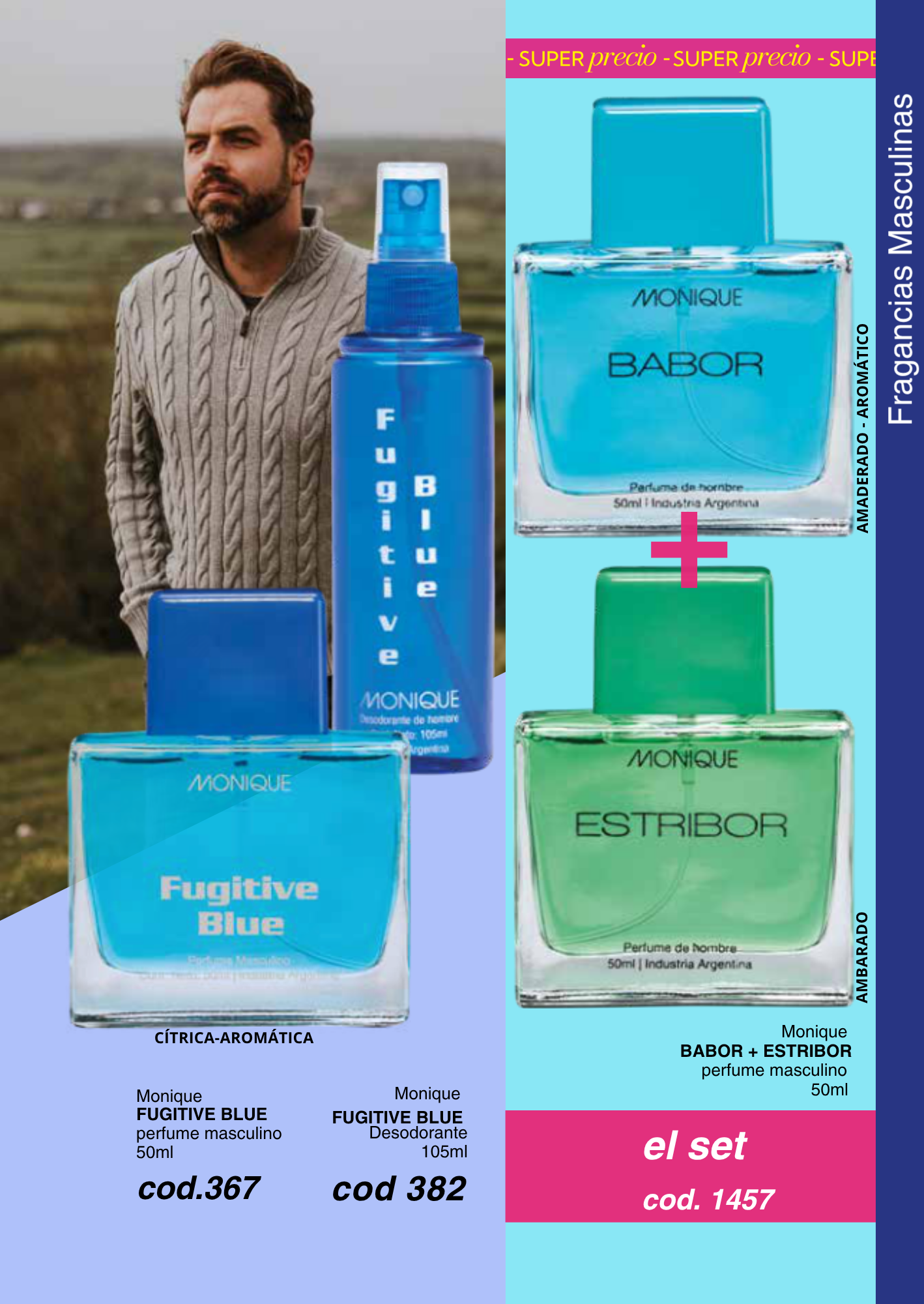 Línea FUGITIVE BLUE perfume masculino / Desodorante / BABOR / ESTRIBOR