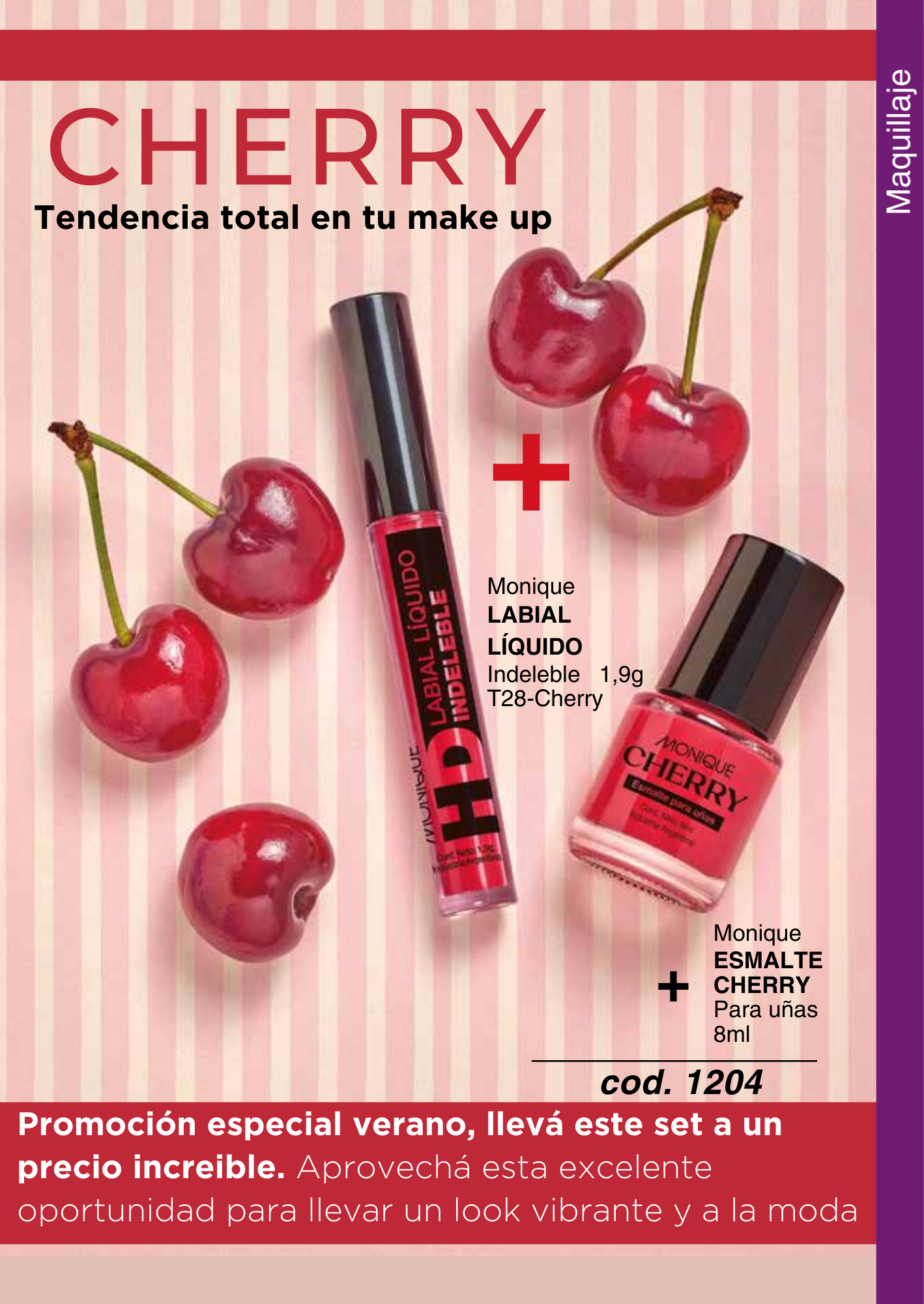 Cherry LABIAL LÍQUIDO Indeleble + ESMALTE Para uñas 8ml