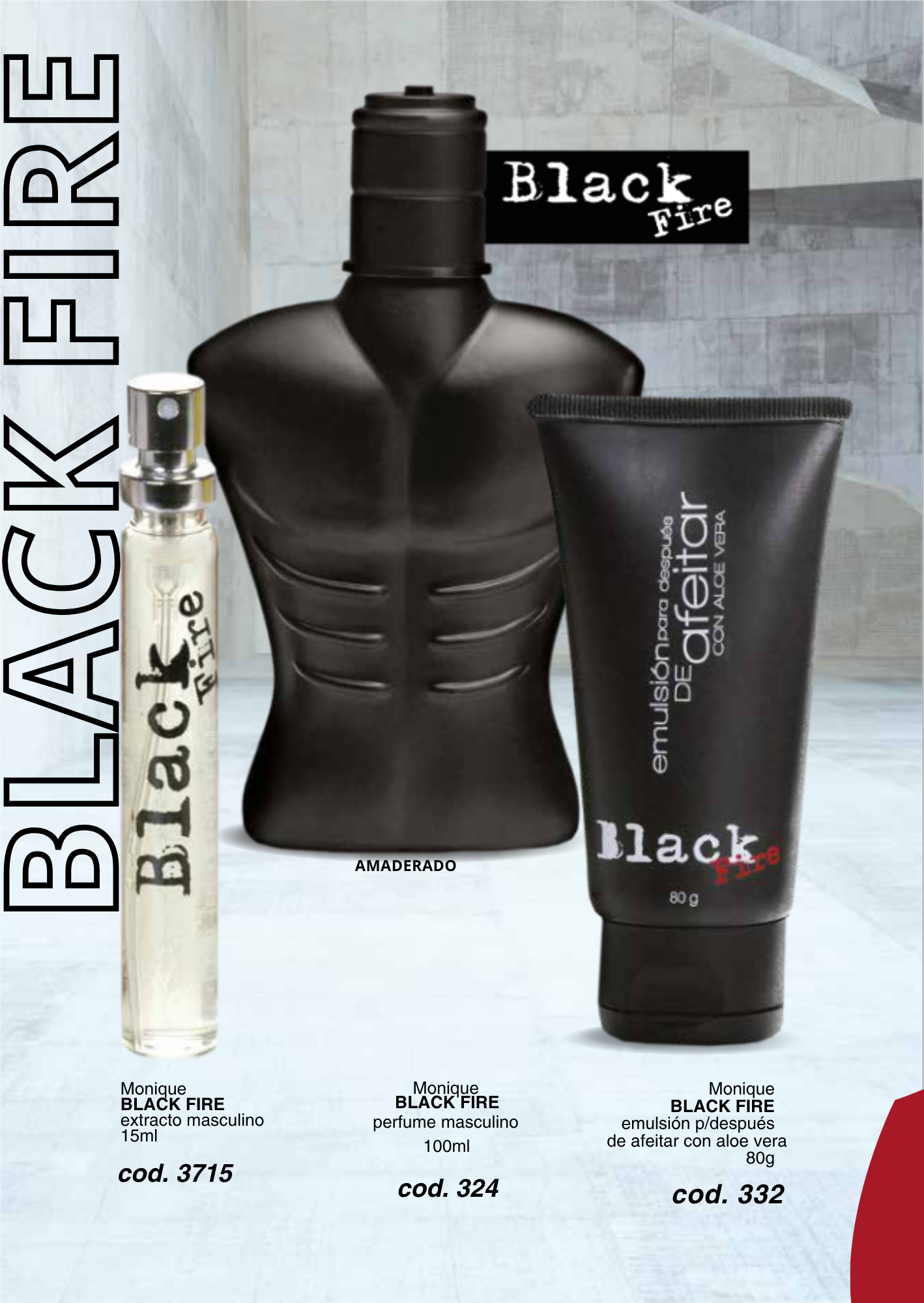 Línea BLACK FIRE perfume masculino / Emulsión / Extracto
