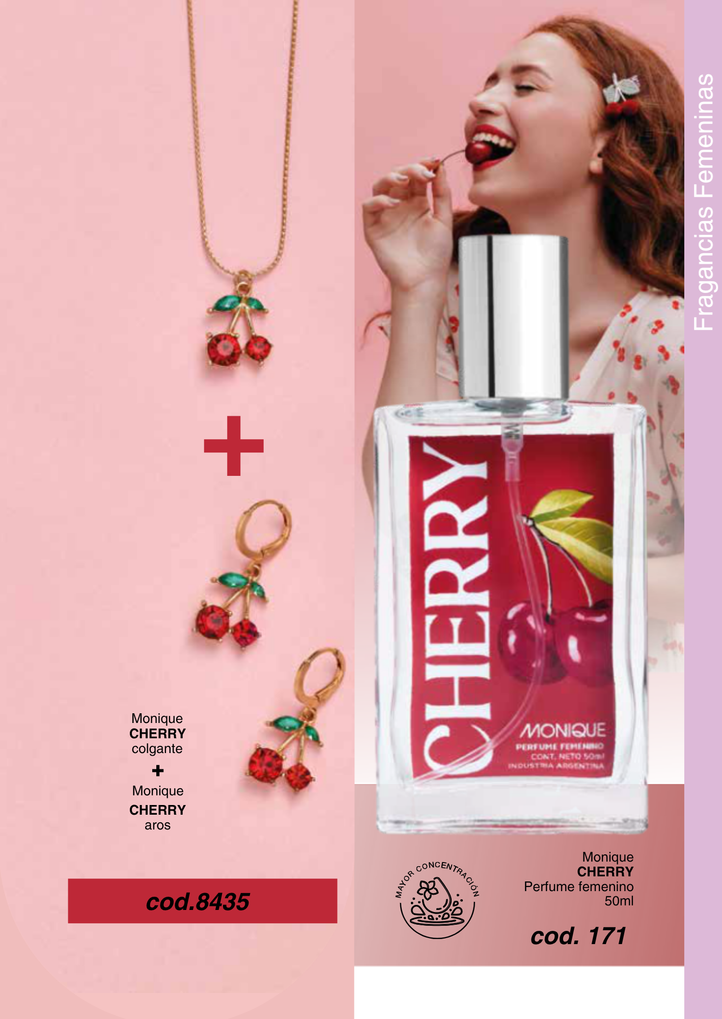 Monique Perfume Cherry cadena +aros