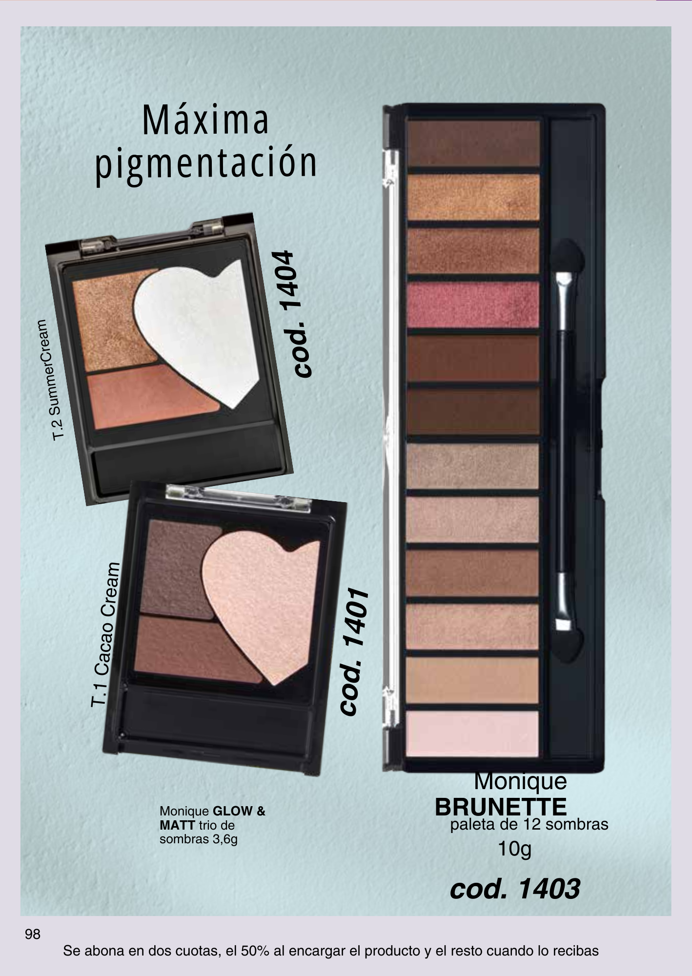 GLOW & MATT trio de sombras / BRUNETTE paleta de 12 sombras