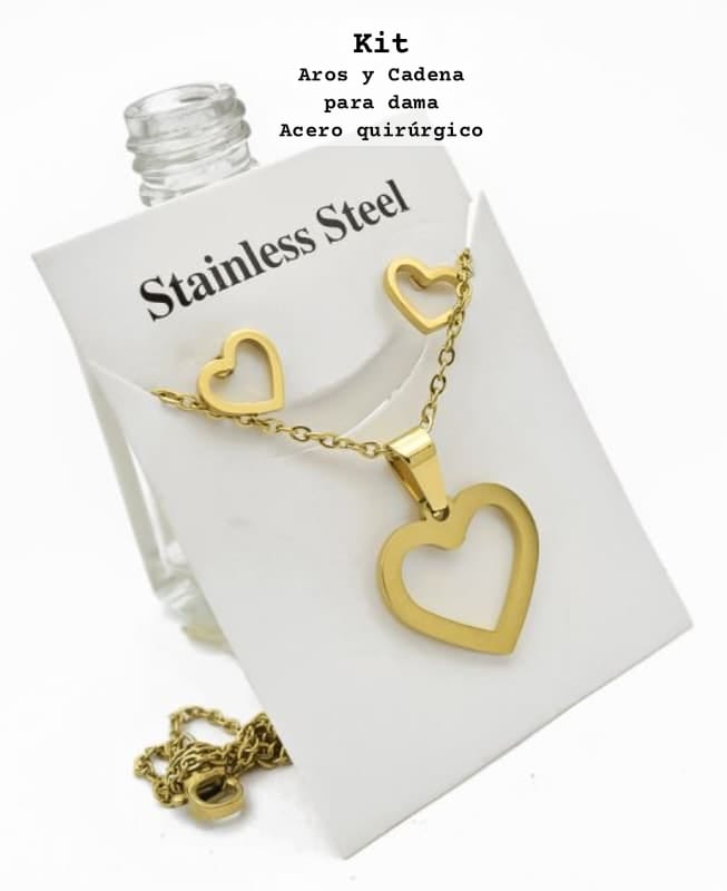 ✨ Kit de Aros y Cadena para Dama – Acero Quirúrgico | A&E
