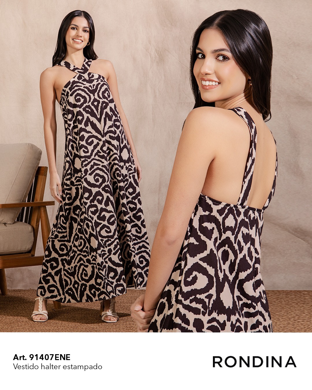 ✨ Vestido Halter Estampado