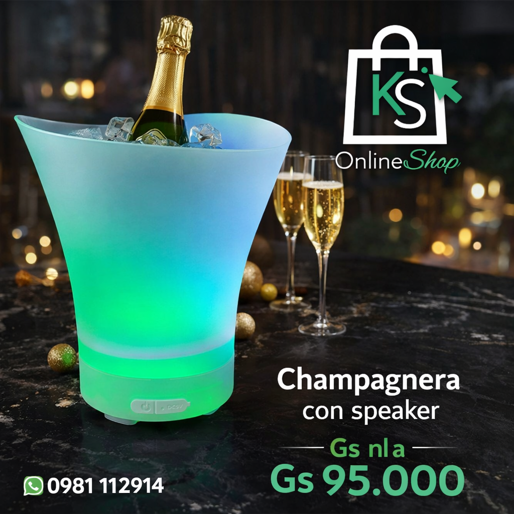🥂 Champañera LED con Speaker Bluetooth – Ideal para Fiestas 🥂
