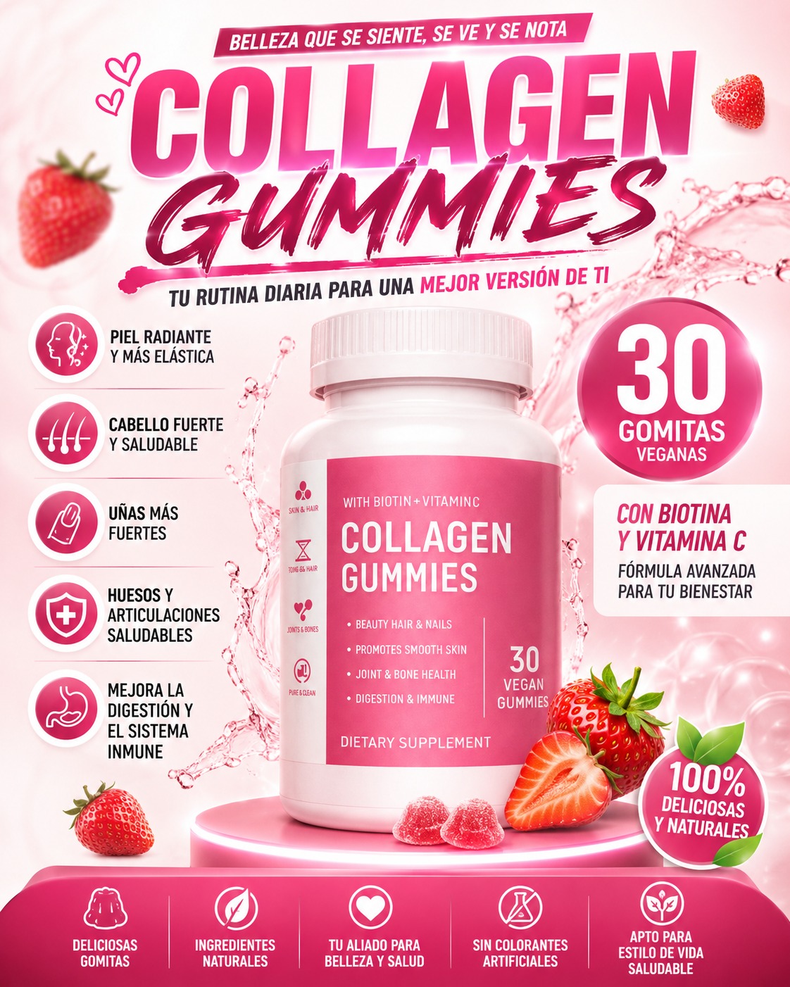 GOMITAS DE COLÁGENO CON BIOTINA Y VITAMINA C
