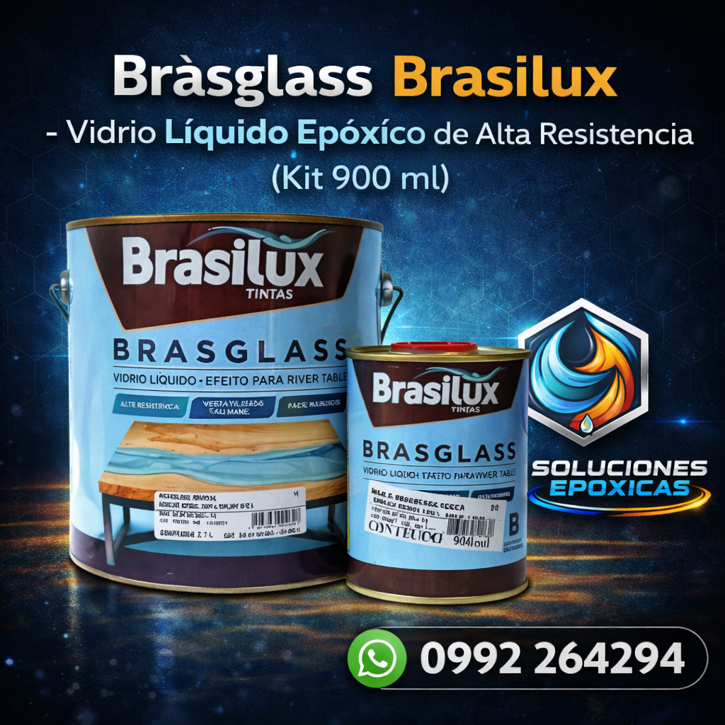 Brasglass Brasilux – Vidrio Líquido Epóxico de Alta Resistencia (Kit 900 ml)