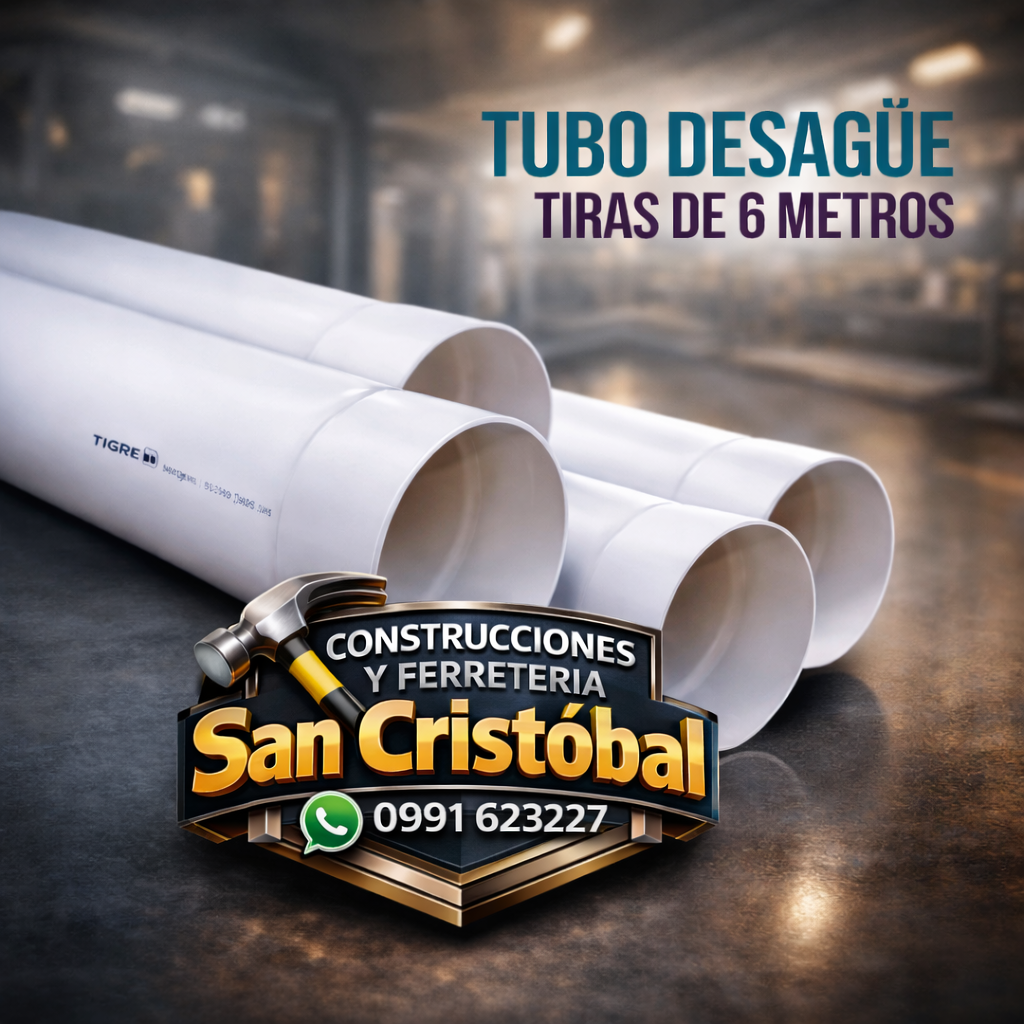 🚿 Tubo de Desagüe PVC – Tiras de 6 Metros