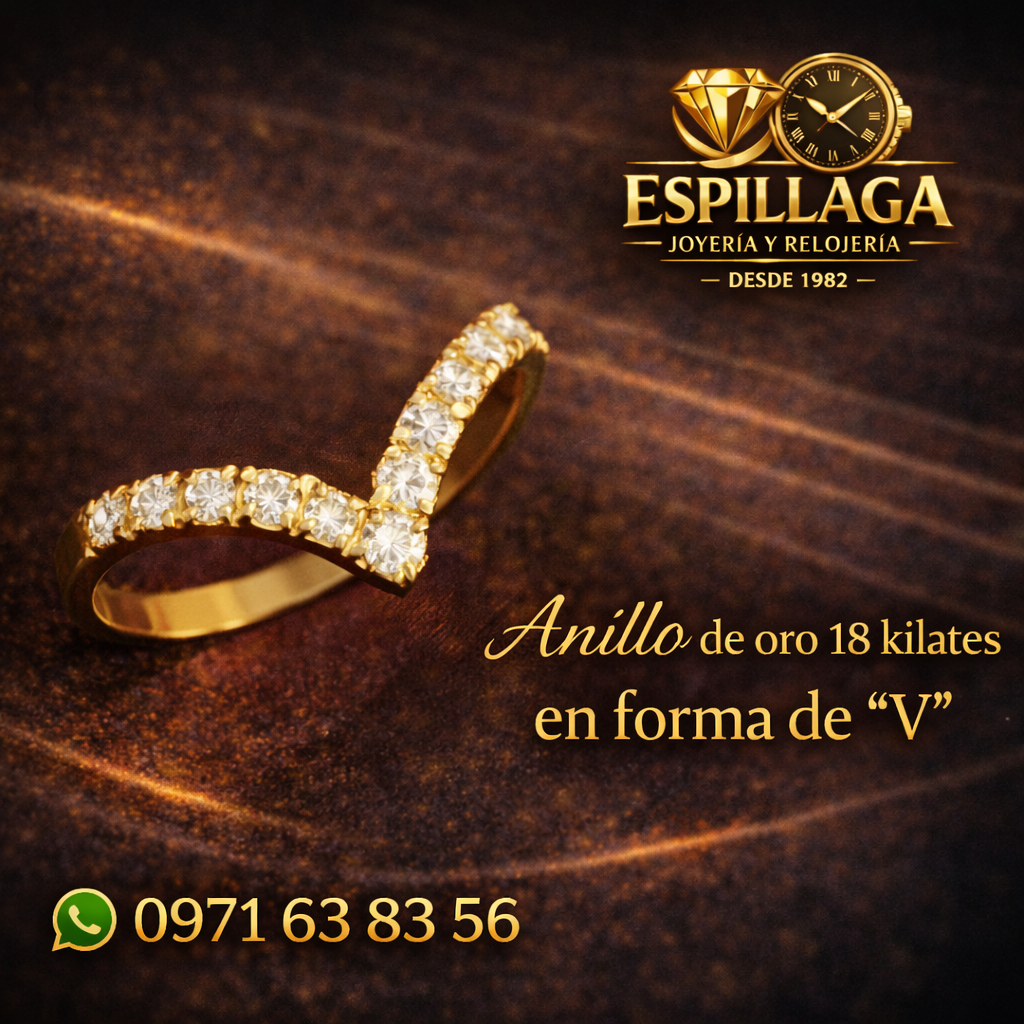 Anillo de oro 18 kilates en forma de "V"