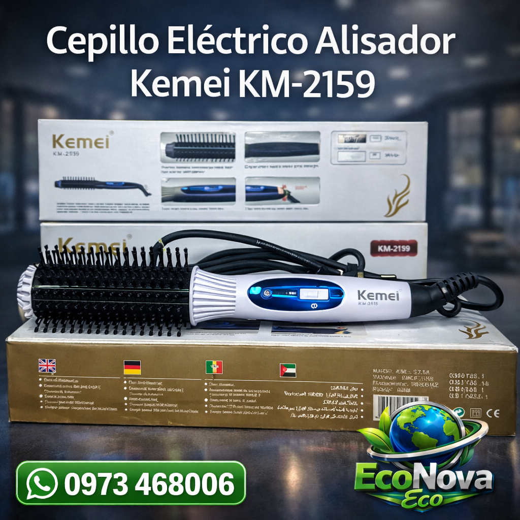 💇‍♀️ Cepillo Eléctrico Alisador Kemei KM-2159 – Alisado Rápido y Perfecto
