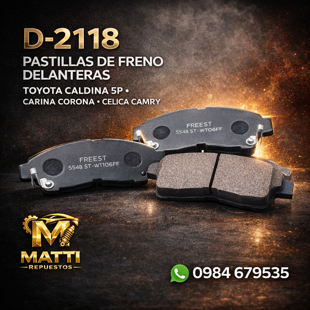 🔧 PASTILLAS DE FRENO DELANTERAS D-2118 – TOYOTA