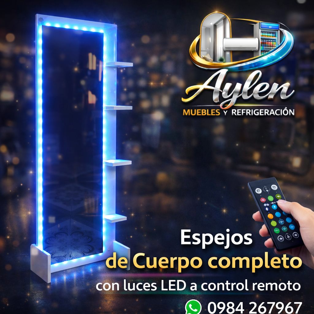 🪞💡 Espejo de Cuerpo Completo con Luces LED y Control Remoto 💡🪞