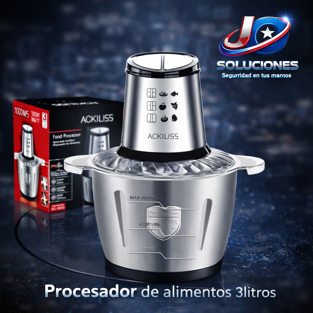 Procesador de Alimentos ACKILISS 3 Litros – 1000W Acero Inoxidable