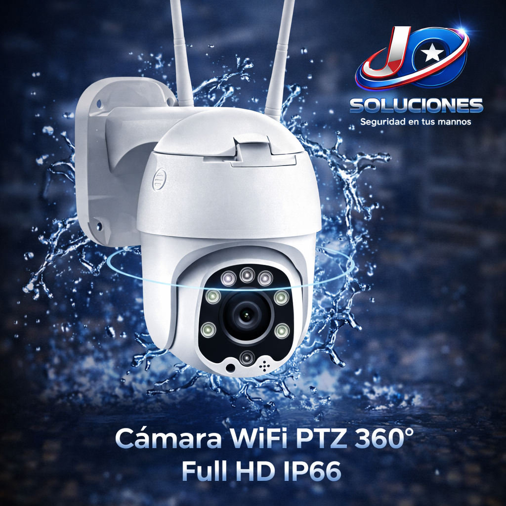 Cámara WiFi PTZ 360° Full HD IP66 – Visión Nocturna y Control desde el Celular