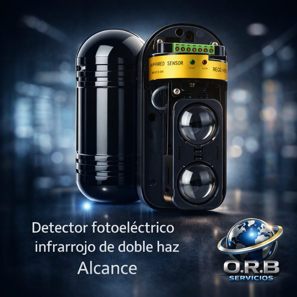 Detector fotoeléctrico infrarrojo de doble haz Alcance: 100 m