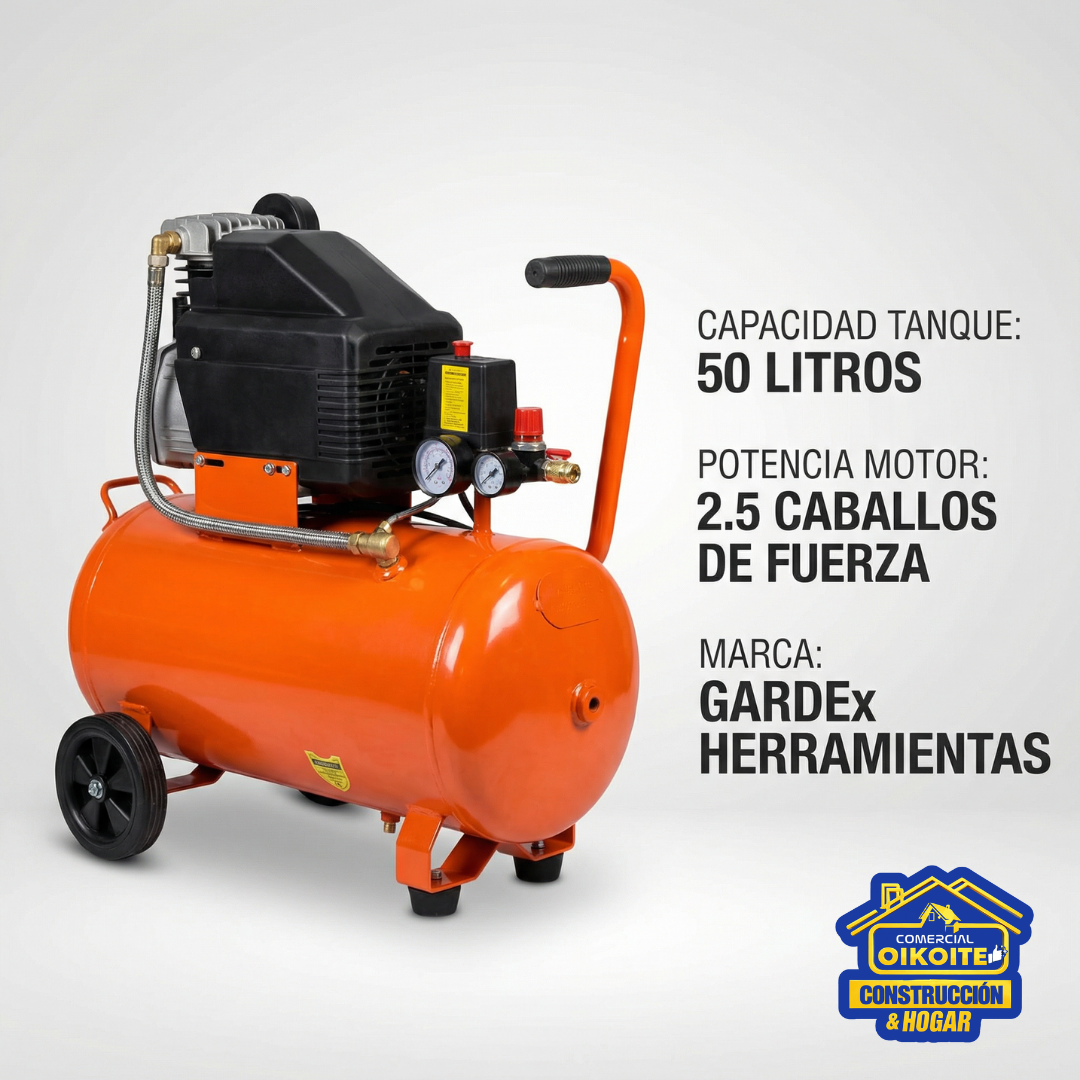 Compresor de Aire Gardex - Capacidad 50 Litros
